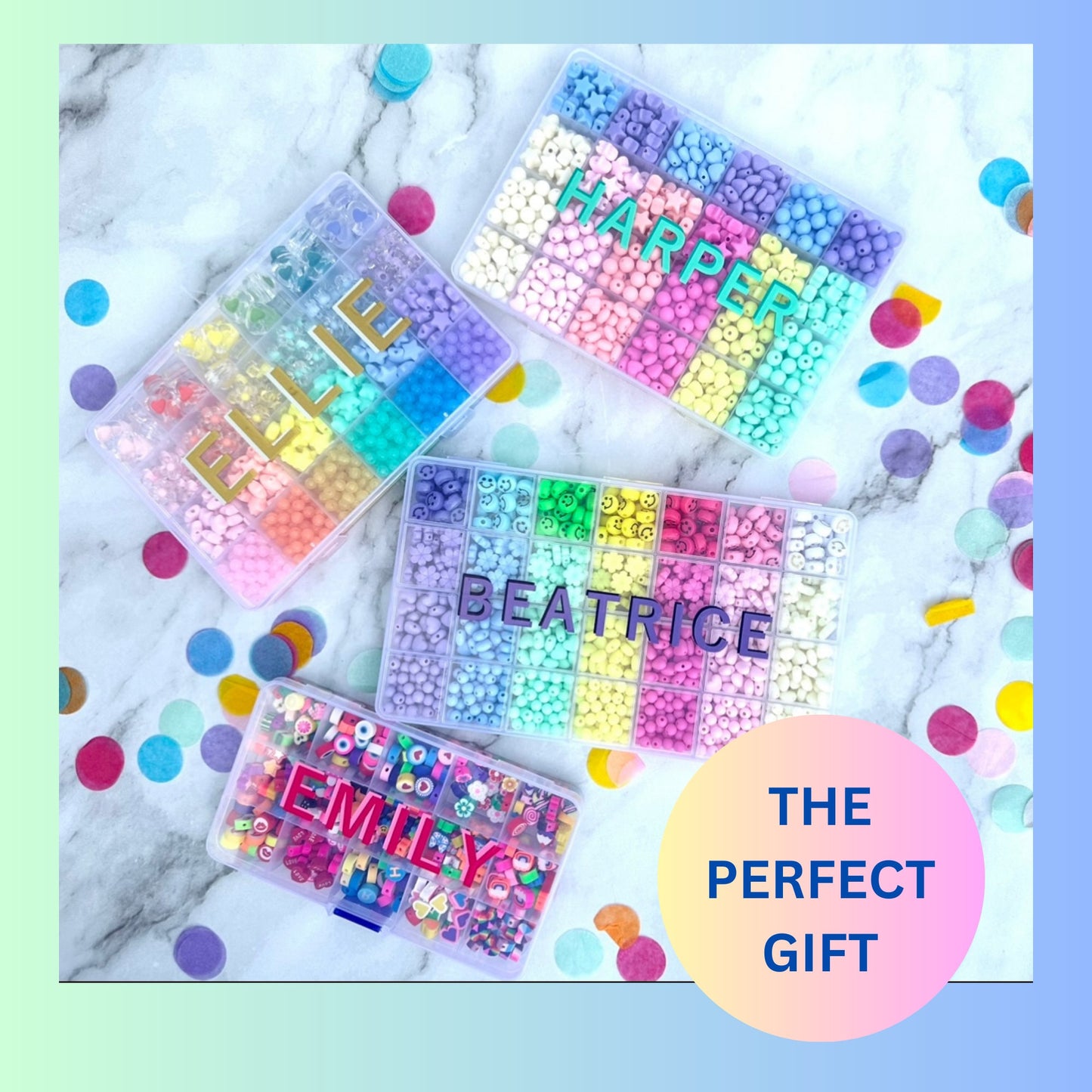 Personalized Bead Jewelry Kit Gift For Kids, Handmade