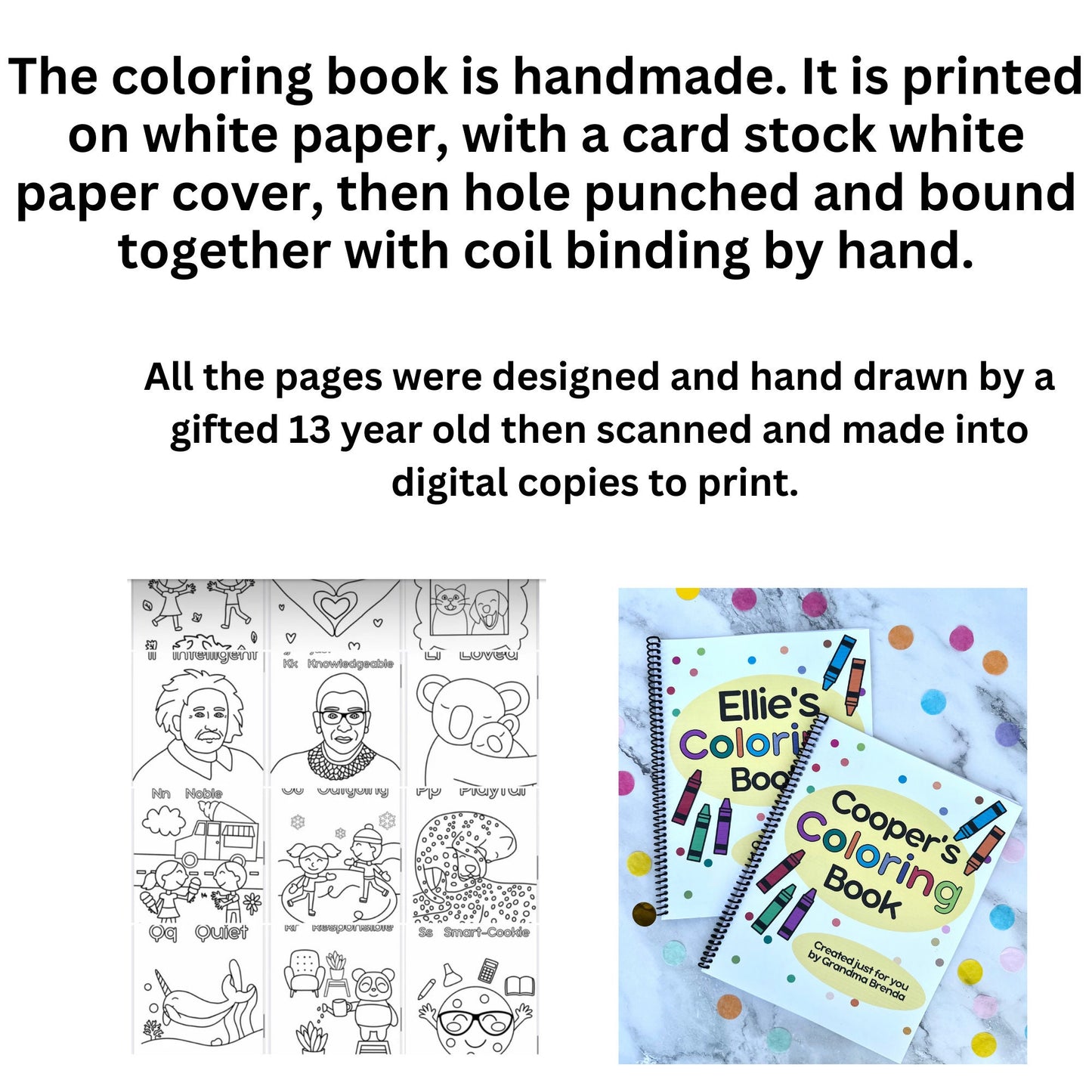 Personalized Kids Coloring  Book, Handmade